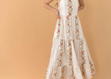 Glamorous Φόρεμα Με Λεπτή Τιράντα Floral Μπεζ - Be Amazing - Glamorous - 